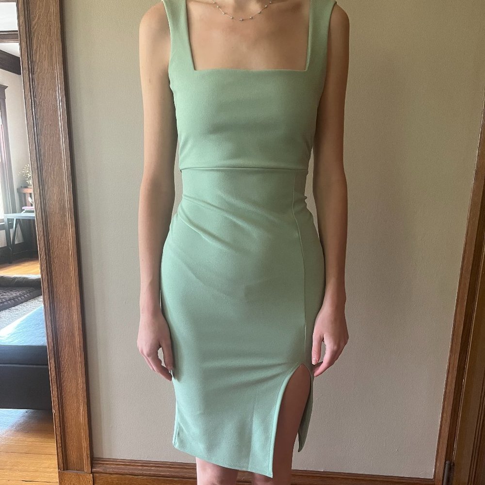 NWT Nasty Gal Sage Green Square Neck Bodycon Dress